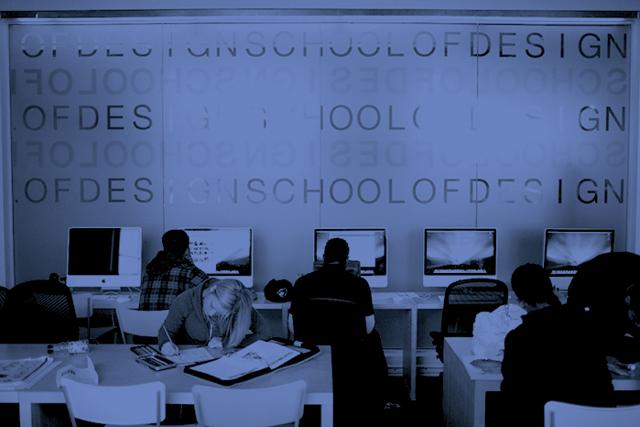 Design students work in a computer lab